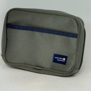 United Airlines Business First Travel Toiletry Bag - Grey Green & Blue - EMPTY
